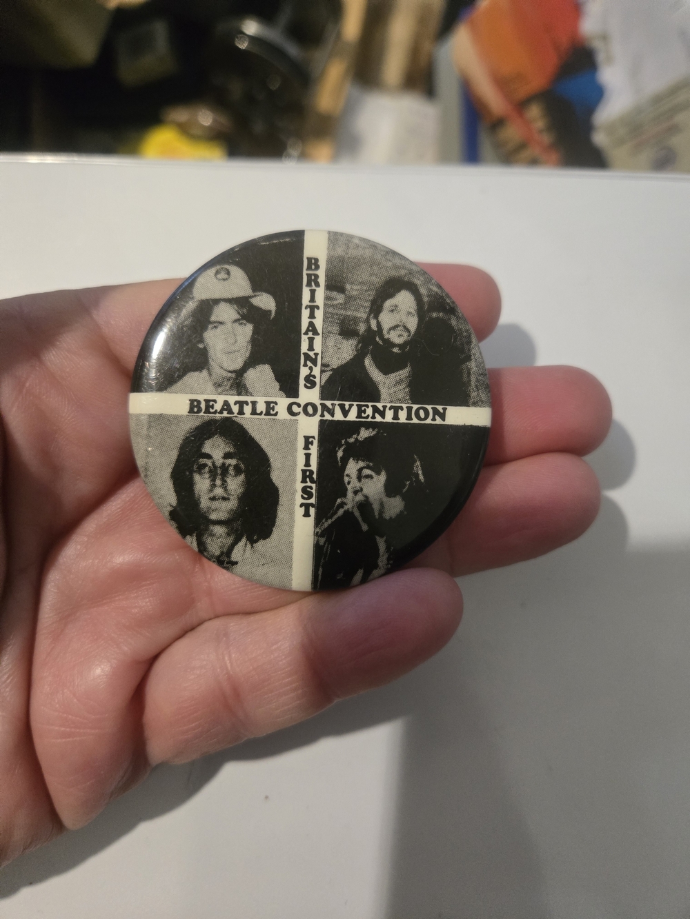 The Beatles Black and Cream Beatle Convention Pin